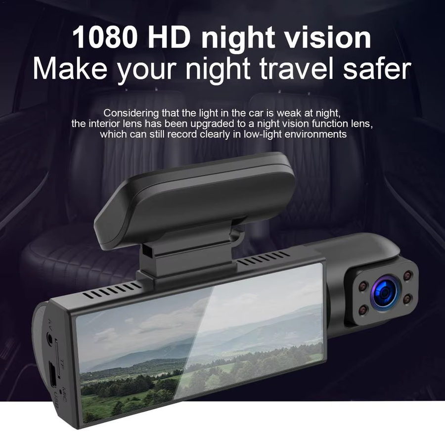 Baideluo 2-Kamera Dashcam Full HD 1080P mit Weitwinkel, Nachtsicht und Loop-Aufnahme, Schwarz - Bild 5