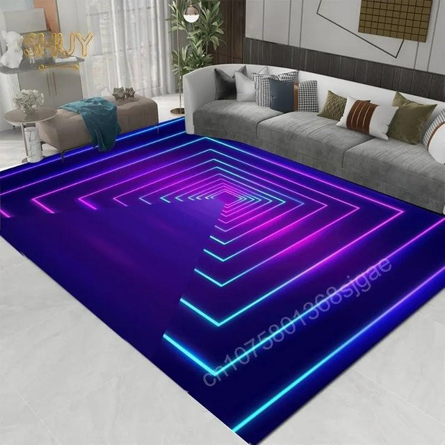 BC-Warm Home 3D-Illusionsteppich mit geometrischem Design, blau, rutschfest und waschbar, B/T: 140 x 200 cm - Bild 1