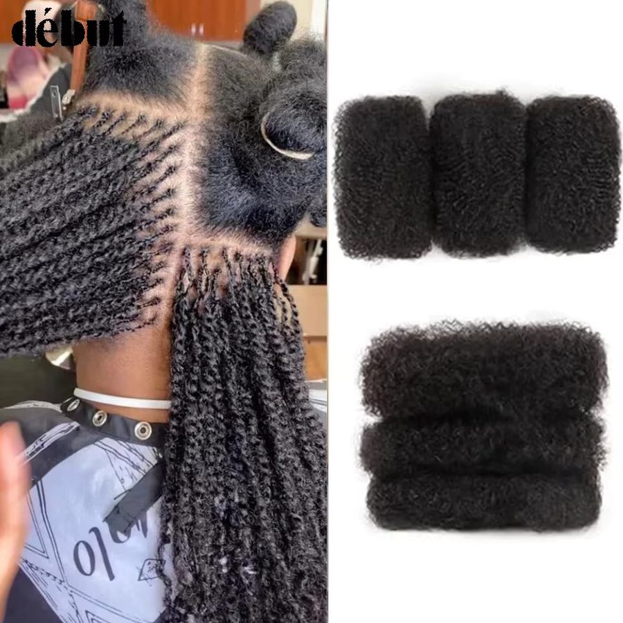 QVR Afro Kinky Bulk Echthaar, peruanisches Remy-Echthaar, braun, 50 g - Bild 2