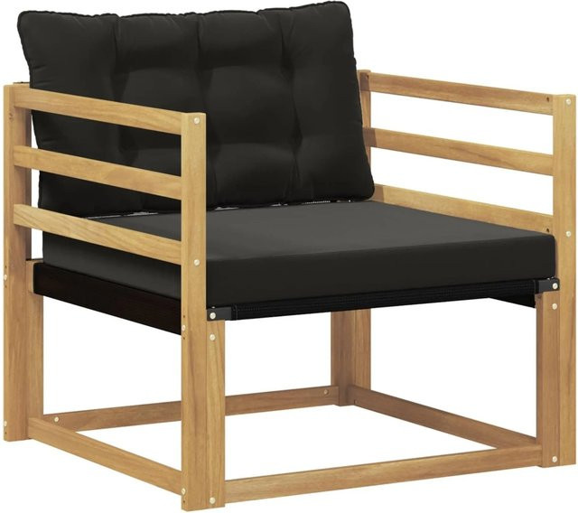 vidaXL Outdoor-Sofagarnitur aus massivem Akazienholz mit Textilene-Bezug in Weiß und Schwarz - Bild 1