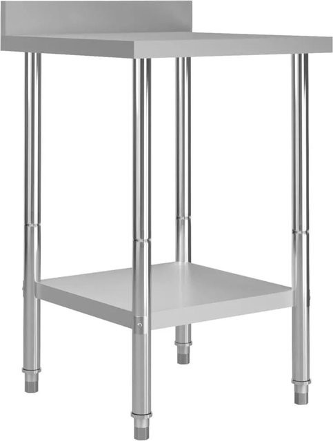 DELUKE KUGO Edelstahl Arbeitstisch mit Aufkantung in Silber, B/T/H: 60 x 60 x 93 cm - Bild 1