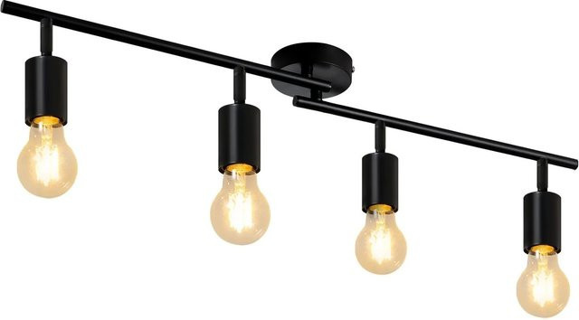NETTLIFE Deckenstrahler aus Metall in Schwarz mit 4x E27 Fassungen, modern und verstellbar - Bild 1