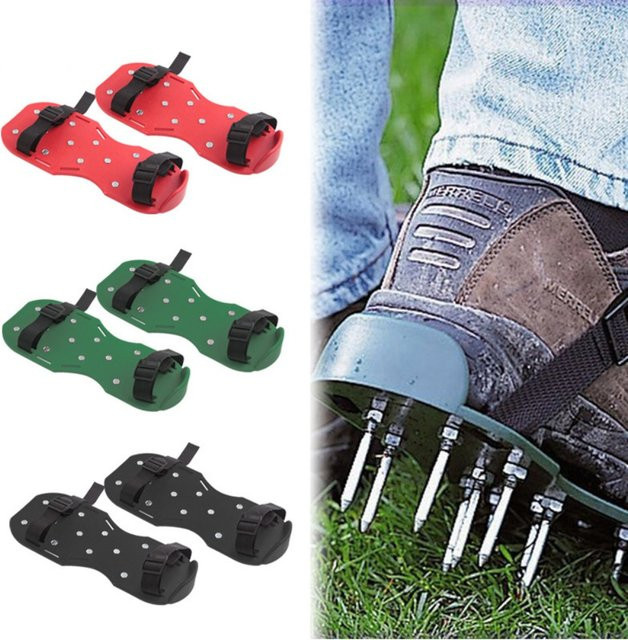 Rasenbelüfter-Schuhe von Ninth World in Grün mit Spikes zur Rasenpflege und Gartenarbeit für Erwachsene - Bild 1