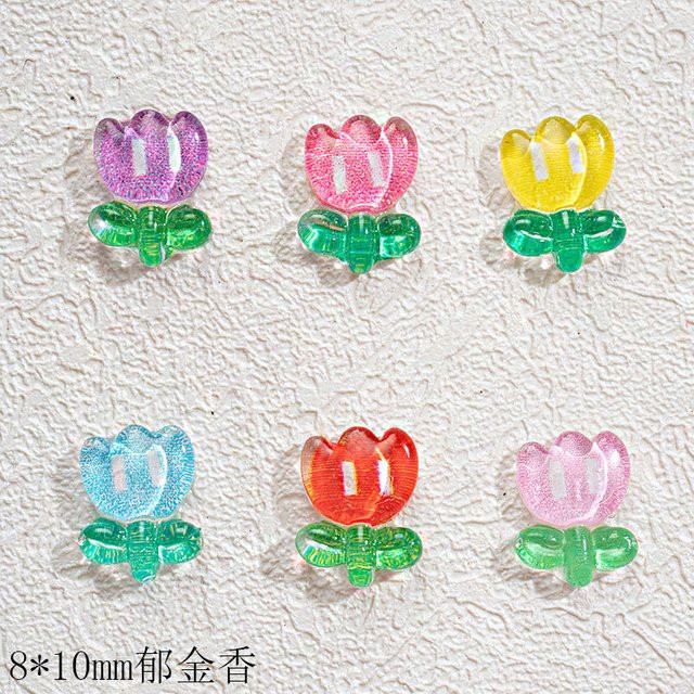 Zhou Nailart Tulpenblüten-Nagelanhänger, 100 Stück, 8 x 10 mm, glänzend - Bild 1