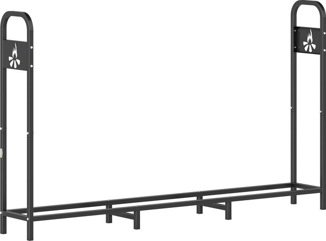 Outsunny Metall-Holzregal in Schwarz für Garten und Terrasse mit Stahlrahmen und Holzhalter für Kamin, B/T/H: 199 x 30 x 121 cm - Bild 1