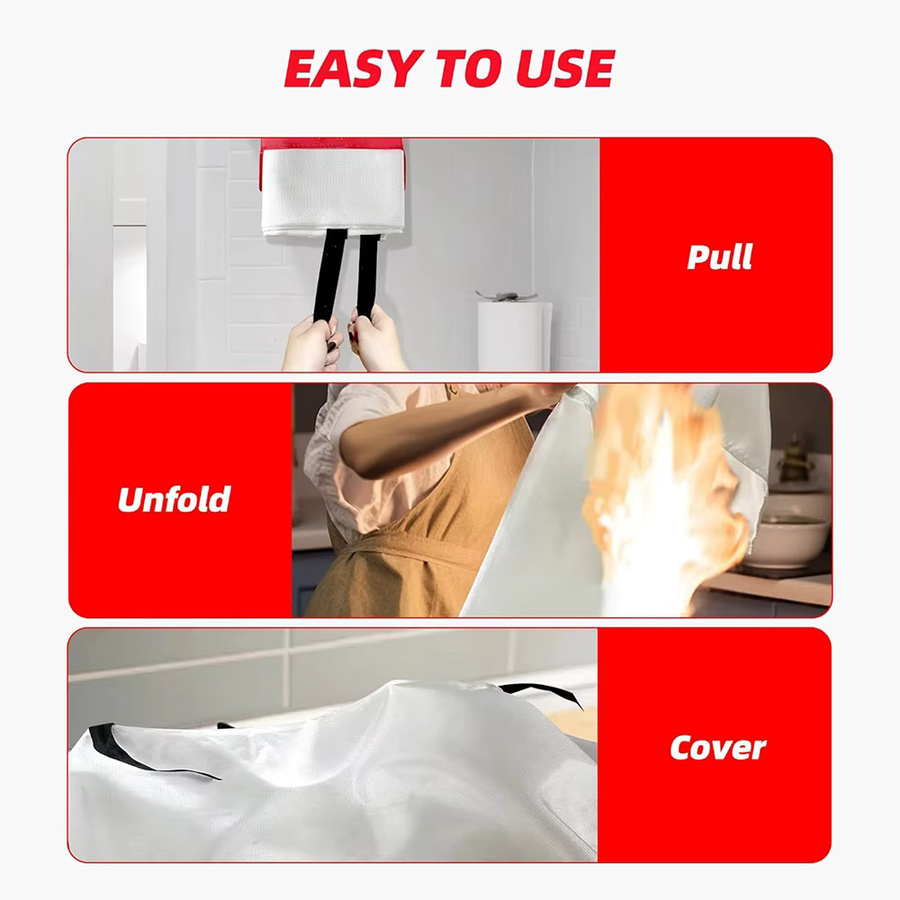 2er-Pack Feuerlöschdecke aus Fiberglas als flammhemmende Sicherheitsabdeckung für Notfälle - Bild 2