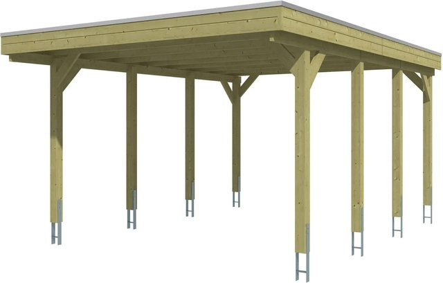 Skan Holz Carport Friesland aus Fichte mit EPDM-Dach in Grün, B: 402 cm, T: 555 cm - Bild 3