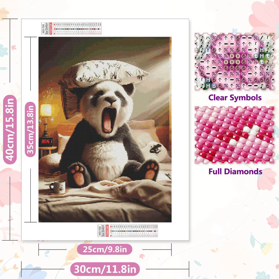 EverShine Panda Mosaik Kissen, Diamant Stickerei DIY 5D Vollbohrer, Cartoon Tier - Bild 1