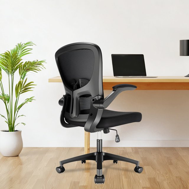 Durrafy Ergonomischer Bürostuhl in Schwarz mit verstellbaren Armlehnen und Netzstoff für Home Office und Gaming - Bild 1