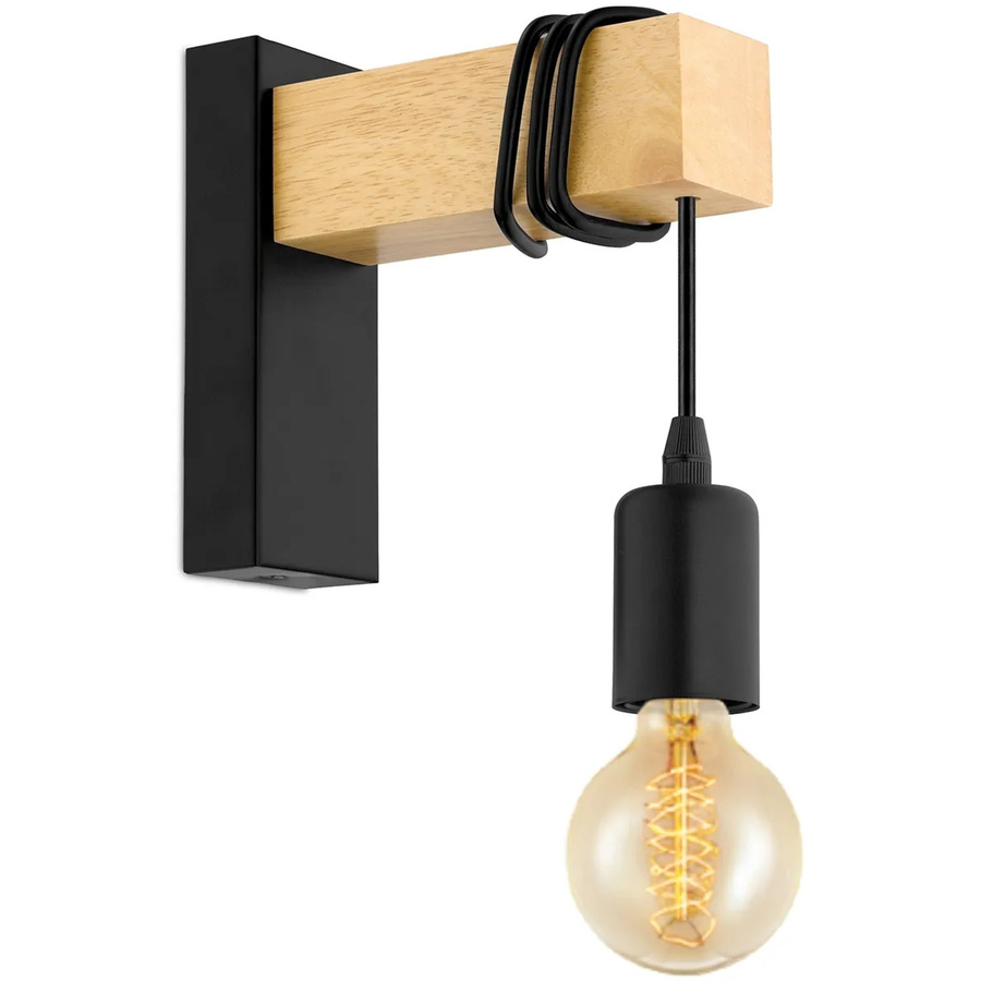 Eglo Wandleuchte Townshend 1-flammig in Schwarz-Braun mit Holz-Elementen - Bild 2