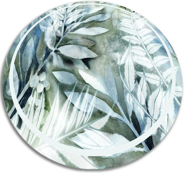 Tulup Teppich Aquarellblumen Blau, runder Vinylteppich aus PVC, Durchmesser: 150 cm - Bild 1