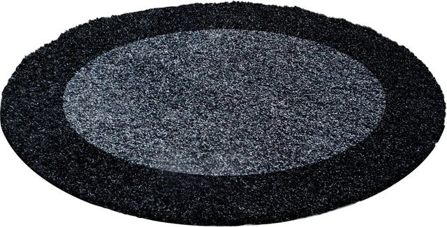 Ayyildiz Hochflorteppich Life 1503 in Anthrazit, runder Teppich mit Bordüren-Design, Durchmesser: 160 cm - Bild 1