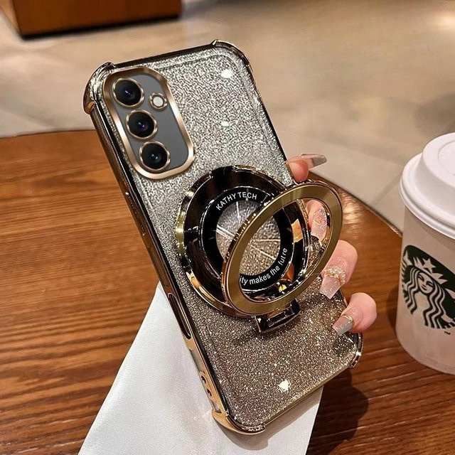 Stoßfeste Magnet-Hülle mit Glitzerbeschichtung für Samsung Galaxy A54 5G A35 A55 A34 A54 A25 A15 A14 A24 A34 A54 5G in Gold - Bild 1