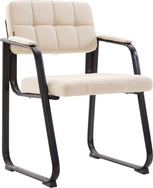 TPFLiving Besucherstuhl Canam mit Stoffbezug und matt schwarzem Metallgestell in Creme und Beige - Bild 1
