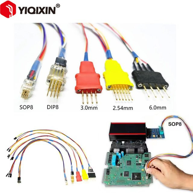 YIQIXIN OBD2-Sondenadapter-Kit für ECU In-Circuit EEPROM Programmierer, kompatibel mit Xprog IProg Programmierkabel, lötfrei, multicolour - Bild 1