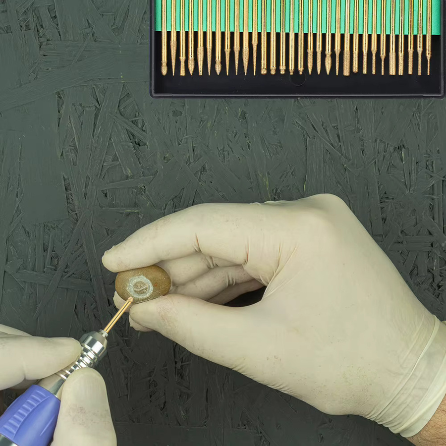 CMCP 30-teiliges Diamantbohrer-Set mit Tianumbeschichtung, Schleifgratnadel und 3 mm Schaft für Dremel Elektroschleifer und Schleifwerkzeuge - Bild 5