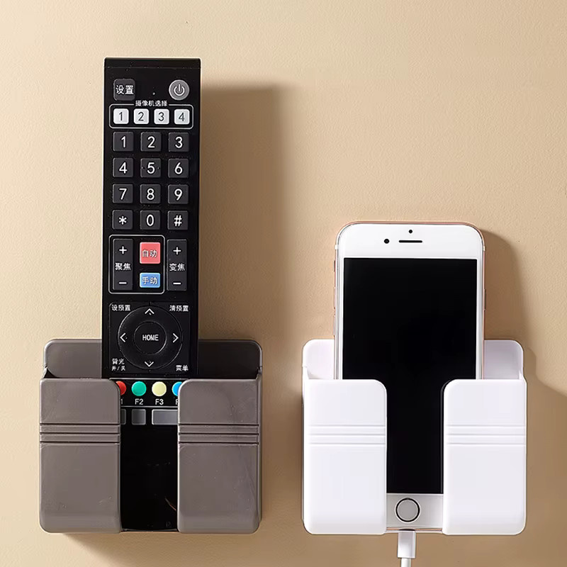 BRYNTHORX Wandmontierte Handy-Aufbewahrungsbox und Fernbedienungs-Organizer in Schwarz, Bohrerfreie Halterung für Smartphone und Ladekabel - Bild 3
