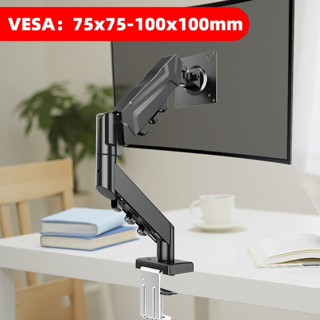 BEISHI Monitorhalterung Schwarz für Bildschirme bis 32 Zoll mit verstellbarem Displayarm und Desktop-Klemmständer - Bild 1