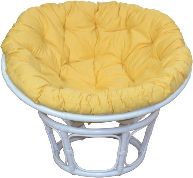 Papasansessel Hubi von Möbel direkt online in Gelb mit Rattan und Stoffbezug im Boho-Design - Bild 1