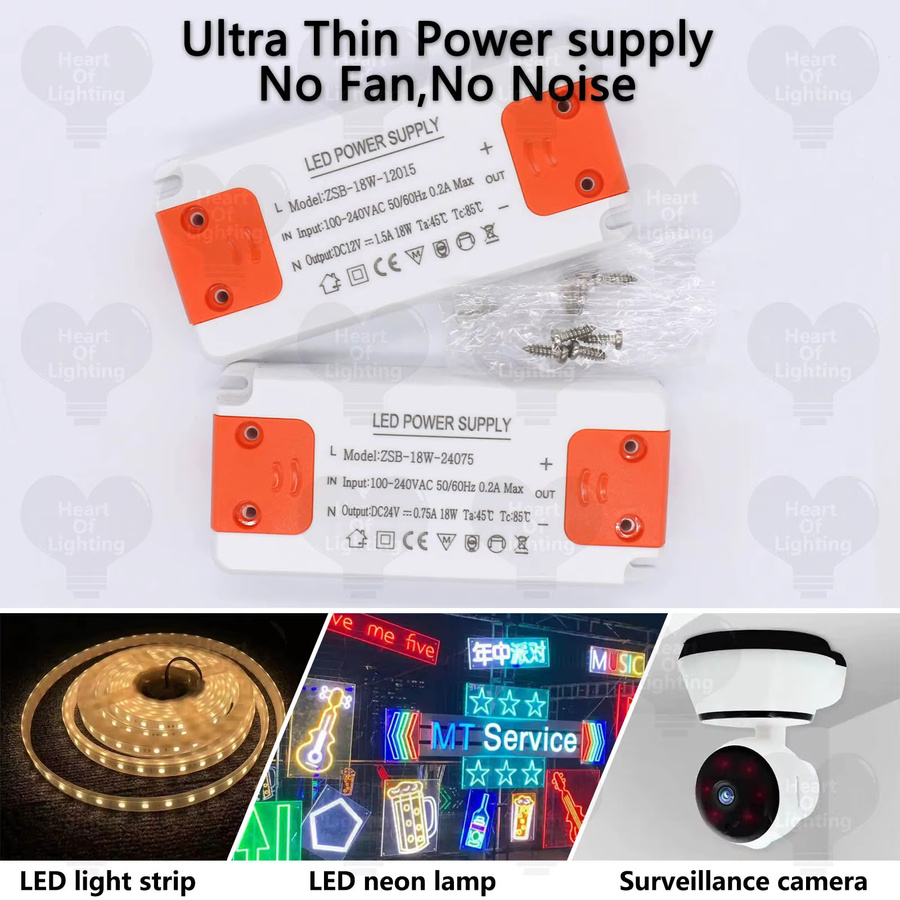 Ultra dünner LED Netzteil Transformator für LED Streifen, DC 12V 24V, Farbe: Weiß - Bild 2