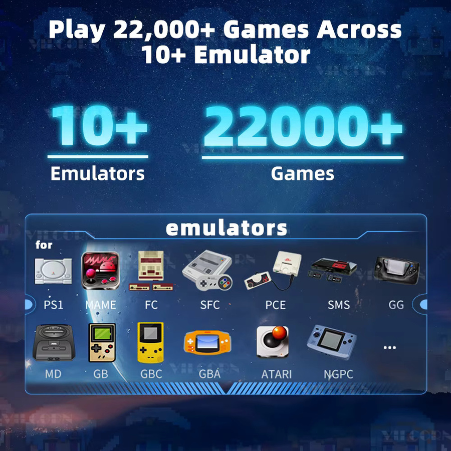 VILCORN Retro Handheld Spielekonsole mit 5 Zoll IPS-Großbildschirm in Weiß, tragbarer Game-Player mit 22000 Spielen für PS1, MAME und GBA - Bild 3