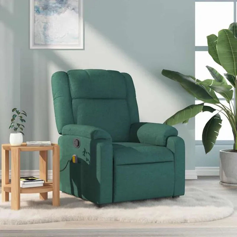 Vidaxl Ausklappbarer Massagesessel in Grün mit Stoffbezug im modernen Design - Bild 1
