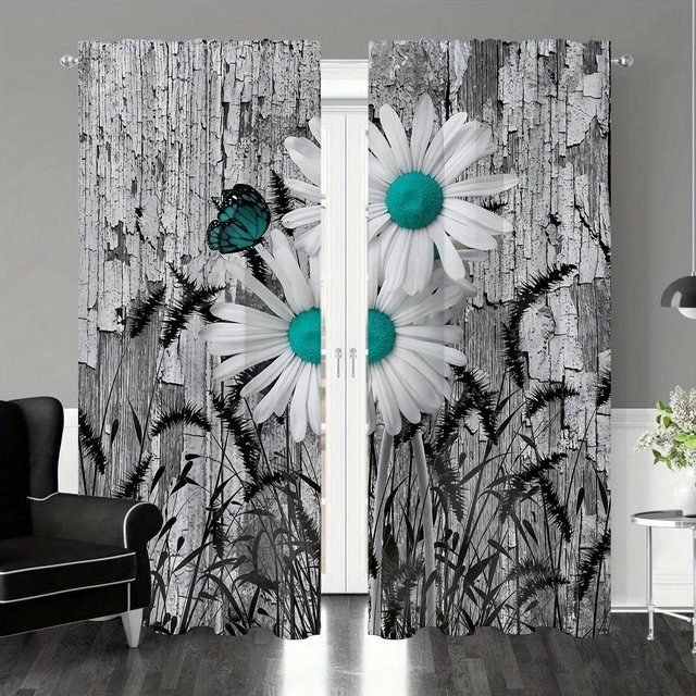 Yiran Furniture Fenstervorhang Vintage Streifen Braun Weiß, 2er-Set, B: 50 cm, H: 160 cm - Bild 1