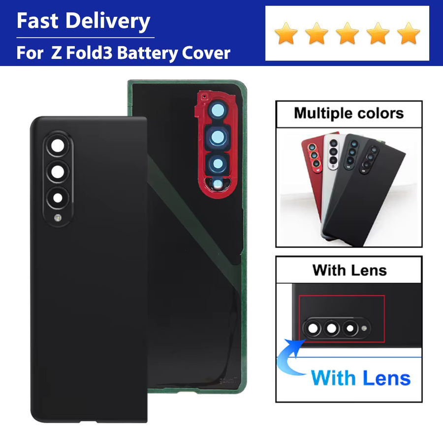 Samsung Z Fold 3 5G Ersatzteil Set: Rückseite Gehäuse, Batterieabdeckung und Kameraobjektiv-Lünette in Silber - Bild 4