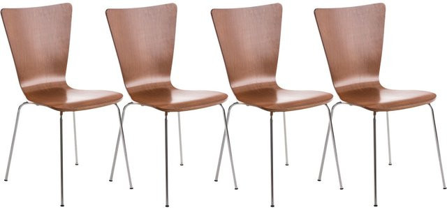TPFLiving 4er Set Besucherstühle Jaron mit Holzsitz in Braun, stapelbar und modern - Bild 1