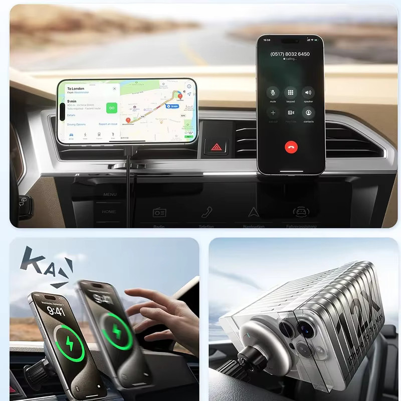 UYUXIO Magnetisches kabelloses Autoladegerät mit 15 W Schnellladung und Air Vent Halterung in Schwarz für iPhone 17 16 15 14 13 12 Pro Max - Bild 4
