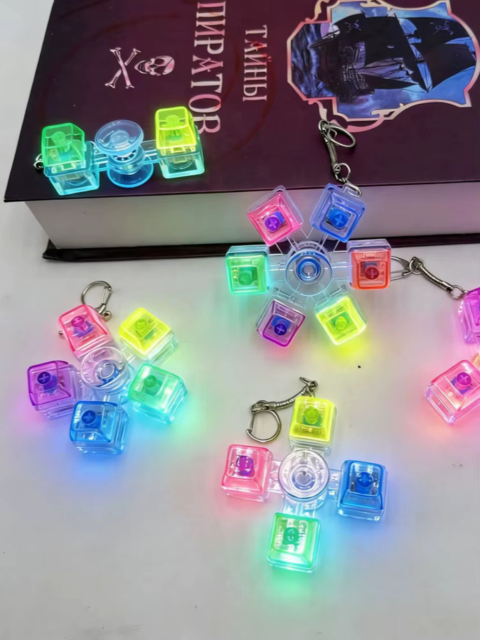 Meade Mechanischer Achsen-Tasten-Fidget-Spinner, leuchtender elektronischer Tastaturknopf, Stressabbau-Schlüsselanhänger, tragbares Spielzeug - Bild 3