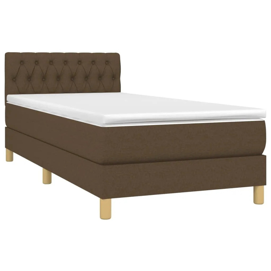vidaXL Boxspringbett Hybrid mit Matratze und Taschenfedern, Dunkelbraun, B/T/H: 90 x 193 x 78 cm - Bild 2
