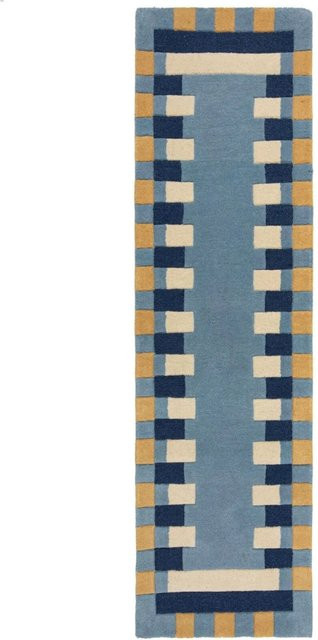 Flair Rugs Wollteppich Kai Wool Border Blau B: 60 cm, L: 230 cm - Bild 1