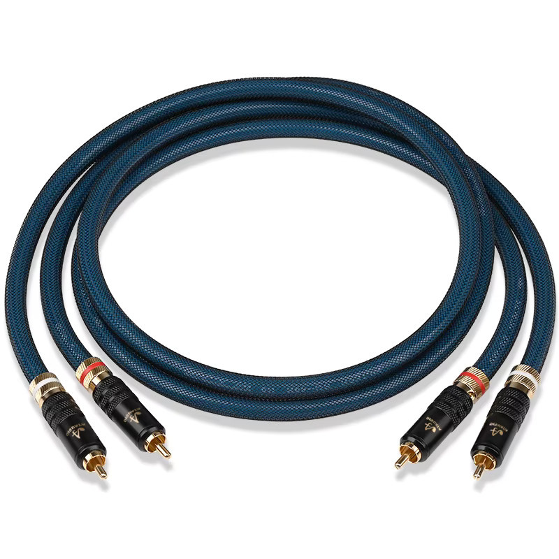 ATAUDIO HiFi-RCA-Kabel mit versilberten Steckern, 2RCA auf 2RCA, Farbe: Silber/Blau - Bild 2