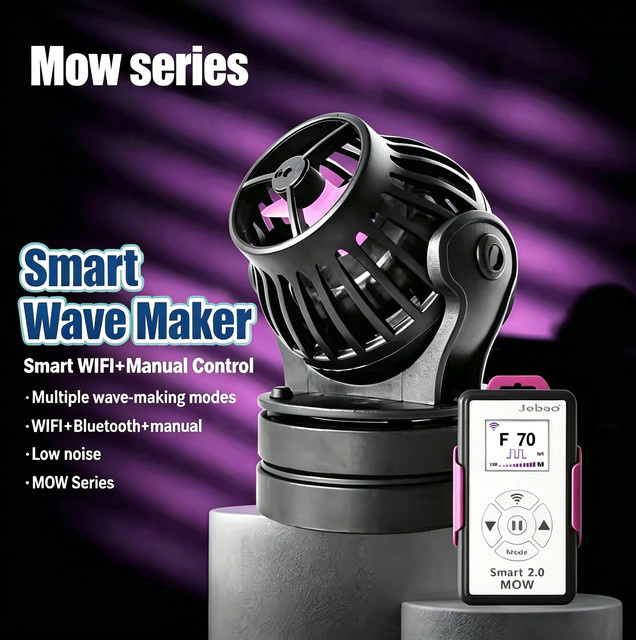 Jebao Jecod MOW Serie Intelligente DC-Wellenmacherpumpe mit 3D-Rotationswinkel und WLAN für Riff-Salzwasser-Aquarien, Schwarz - Bild 1