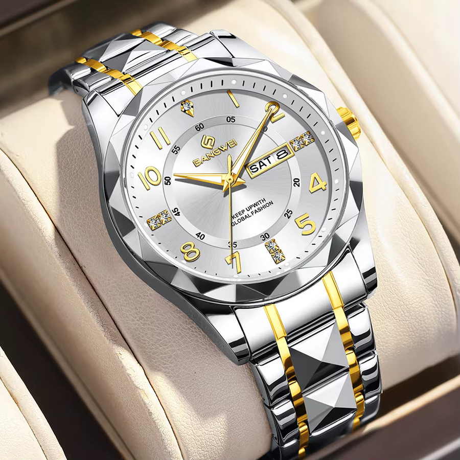 BANGWEI Armbanduhr Chronograph, Quarz, Edelstahl, Bicolor, Damen - Bild 3