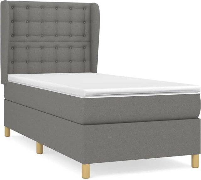 vidaXL Boxspringbett mit Matratze Hybrid-Design Dunkelgrau B/T/H: 90 x 200 cm - Bild 1