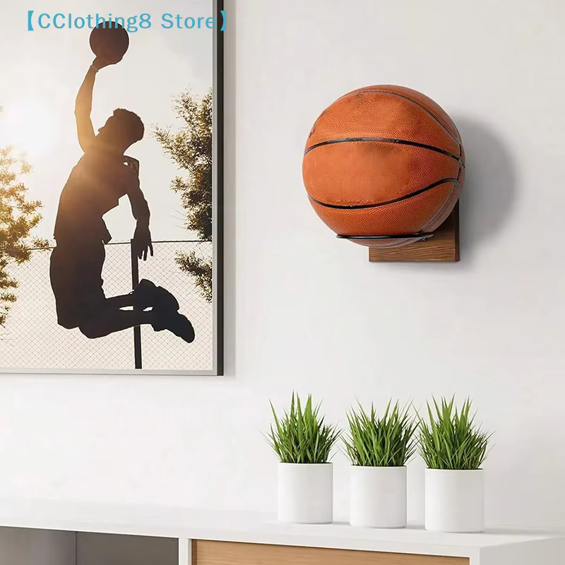 Basketball-Wandhalterung von AliS8 aus Holz und Metall in Braun zur Ball-Präsentation und Aufbewahrung - Bild 2