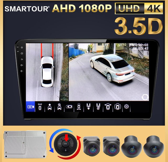 SMARTOUR HD 4K UHD 3,5D 360-Grad-Vogelansicht Panorama-System mit Surround View Videorecorder DVR-Monitor - Bild 1