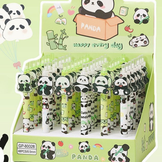 6er Set Panda Gelstifte mit Bambus-Design für Schule und Büro, Mehrfarbig - Bild 1