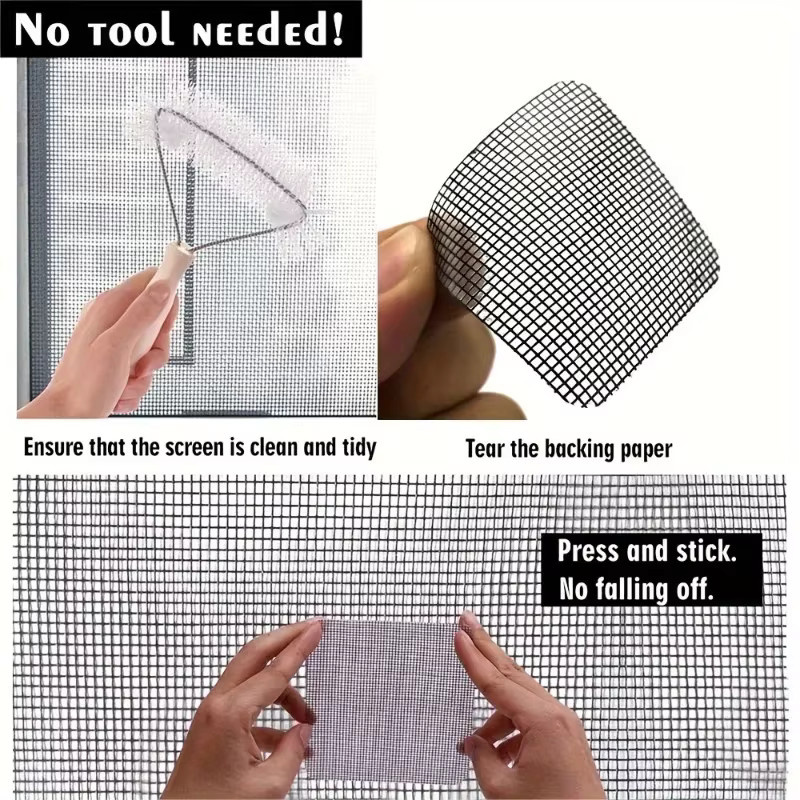 Quadratische Fenstergitter-Reparatur-Patches mit stark klebenden Netzbändern zur Befestigung von Türen und Fenstergittern - Bild 3