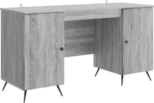 vidaXL Schreibtisch in Grau Sonoma, moderner Schreibtisch aus MDF, B/T/H: 142,5 x 50 x 75 cm - Bild 1