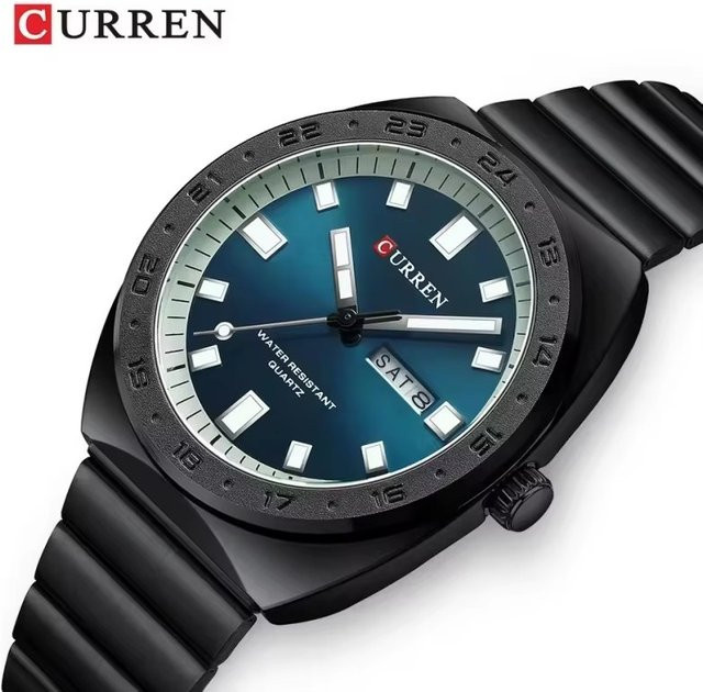 CURREN Armbanduhr, Quarz, rund, Edelstahl, Blau, Schwarz, Unisex - Bild 1
