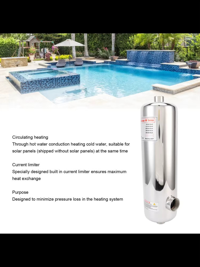 DOACT Schwimmbad Wärmetauscher 60KW Pool Thermostat Heizung in Silber - Bild 3