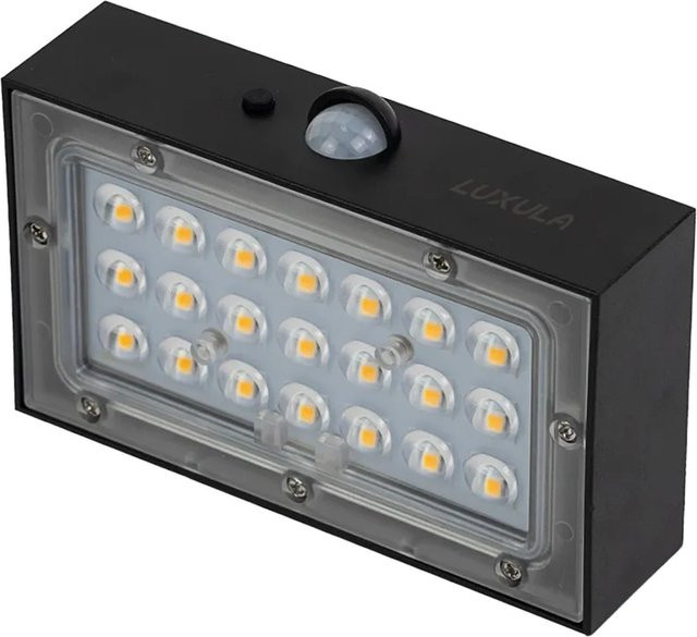 LUXULA Solar Wandleuchte Schwarz mit Bewegungsmelder, 350lm, 3000K Warmweiß, Up/Down Design, IP65 wetterfest - Bild 1