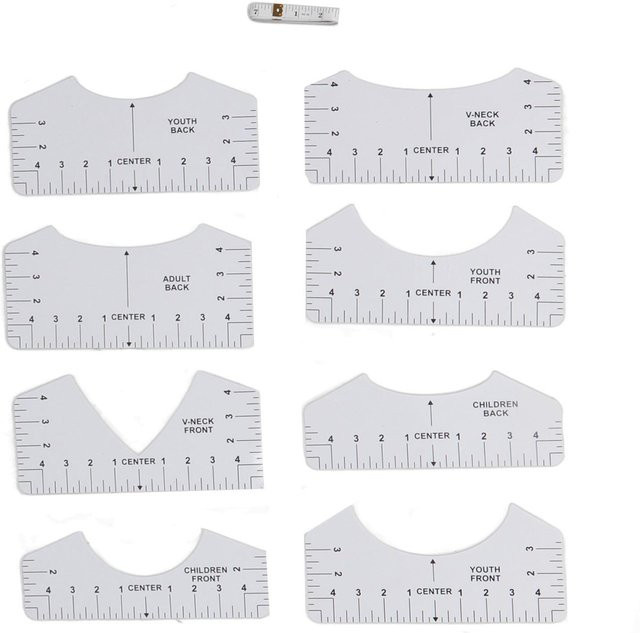 Erwa Ausrichtlineal-Set mit 9 Stück als Zentrierhilfe und Konturdesign für Näharbeiten in Weiß - Bild 1