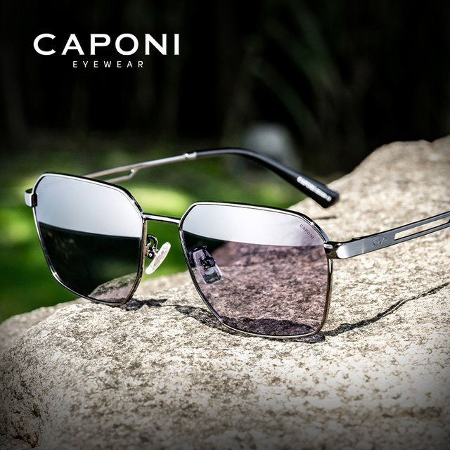 CAPONI Sonnenbrille, Vollrand, Metall, Schwarz, Grau, polarisiert, Herren - Bild 1