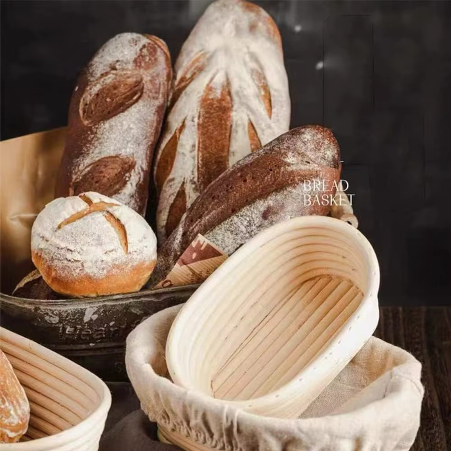 AfreNee Brot Banneton Proofing Korb Set aus natürlichem Rattan in Beige, runde Teigkörbe für Sauerteig und Gärung - Bild 2