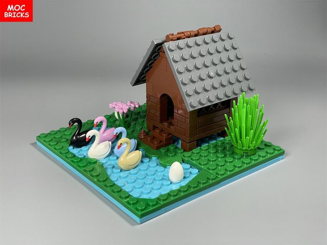 Yiran toy MOC Bausteine Wasser See Teich Fluss Entenhaus Schwan, Zubehör, ab 6 Jahren - Bild 1