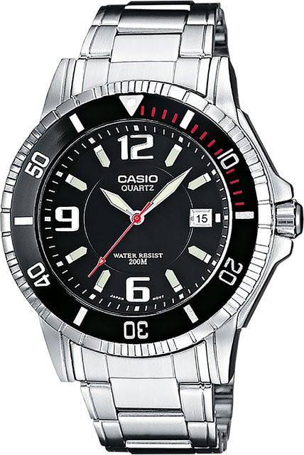 Casio Herrenuhr, Quarz, Edelstahl, Schwarz, 43 mm, 20 ATM - Bild 1